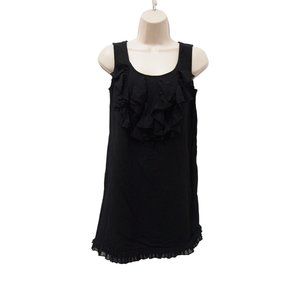 DVF Diane von Furstenberg Womens Dress 8 Mini Wool Shift Pockets Ruffle Black